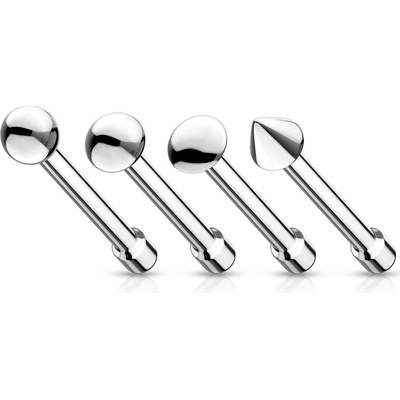 Šperky eshop piercing do nosu z chirurgické oceli různé tvary hlavičky hladký povrch C7.4