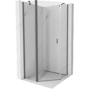 Mexen Mist Петстенна душ кабина с панти 80 x 80 см, прозрачна, четка сив (8A8-080-080-66-00)