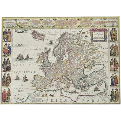 Historická mapa Europa recens descripta, Guilielmo Blaeuw, ruční papír P48351