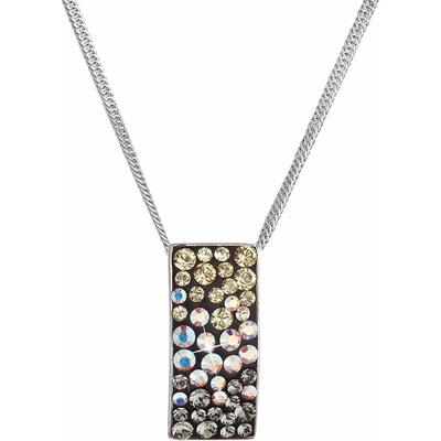 Pavona Strieborný náhrdelník so Swarovski krištáľmi mix farieb mesačný obdĺžnik 32074.3 moonlight