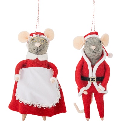Bloomingville Коледни играчки Peo XL, мишки Дядо Коледа и Баба Коледа (82061883)