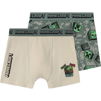 Minecraft chlapecké boxerky, 2 kusy zelená/béžová