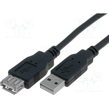 VCom CU202-B-050-PB USB 2.0, USB A zásuvka, USB A vidlice, niklovaný, 5m, černý