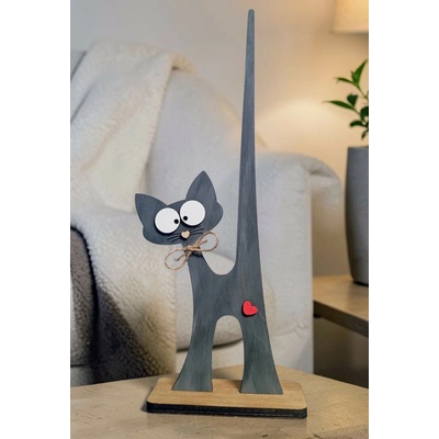 Dekorace z Řečice Kočka dekorační dřevěná ocasatá 38cm