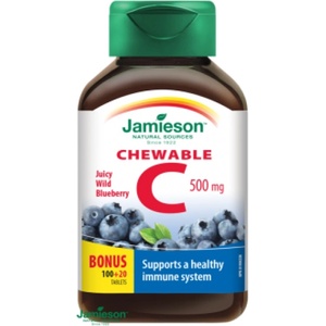 Jamieson Витамин C 500mg таблетки за смучене с вкус на боровинка 120 таблетки (IP450)