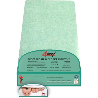4sleep Nepropustné froté prostěradlo s gumou zelené 60x120