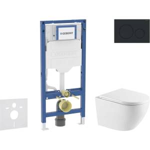 Geberit Duofix - Комплект за монтаж пред стена, тоалетна Oudee и седалка със система „softclose, бутон Sigma20, матово черно/черно SANI11CA5169 (SANI11CA5169)