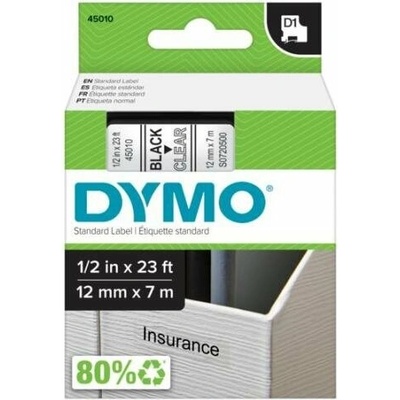DYMO páska D1 12mm x 7m, čierna na priehľadnej 45010