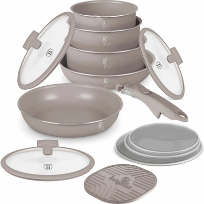 Sada varných a zapekacích mís s odnímateľnou rukoväťou 13 dielna vhodná do rúry do 220°C Berlingerhaus Taupe Collection BH-8251N