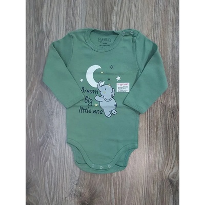 mymosa Боди с дълъг ръкав Слонче, 62/68, 74/80 /зелено/