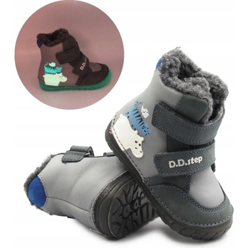 D.D.Step chlapecké zimní boty zateplené na suchý zip dark grey