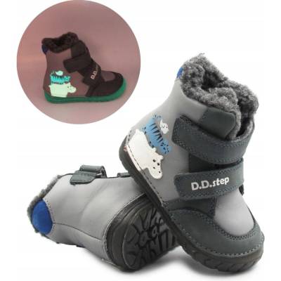 D.D.Step chlapecké zimní boty zateplené na suchý zip dark grey