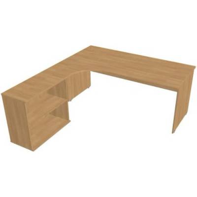 Hobis Pracovný stôl Gate, ergo, pravý, 180x75,5x200 cm, dub/dub