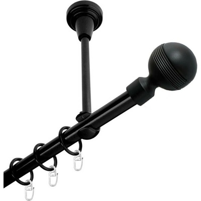 OK-GarnýžeCZ Garnýž kovová jednořadá 19mm Gabi černá 460 cm do stropu / kroužky s háčkem