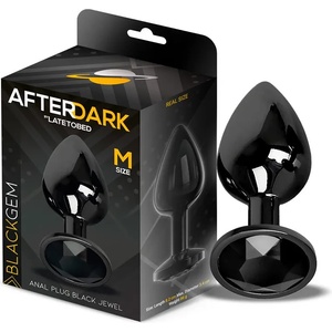 Afterdark Blackgem Metalic Butt Plug with Black Jewel Size M