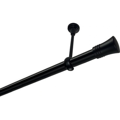 OK-GarnýžeCZ Garnýž kovová jednořadá 25mm Capri černá 170 cm do stropu / na tunýlek - bez kroužků