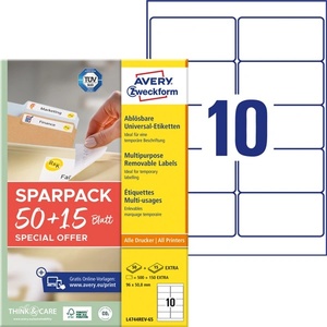 AVERY L4744REV-65 96x50, 8 mm универсален етикет за прибиране 50+15 листа 650 бр (L4744REV-65)