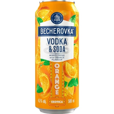 Becherovka Mixed Vodka&Soda Orange 4,5% 0,5 l (plech)