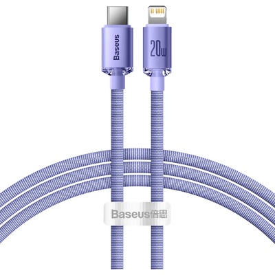Baseus - Кабел за данни Crystal Shine (CAJY000205) - Type-C към Lightning, 20W, 1.2m - лилав