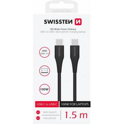 Swissten 71506550 USB-C/USB-C POWER DELIVERY 5A (100W), 2,5m, černý