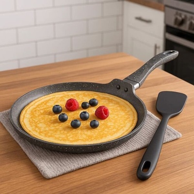 Elekom Елеком Тиган за палачинки 26 см, Висококачествено незалепващо мраморно покритие (ЕК-26 fg)