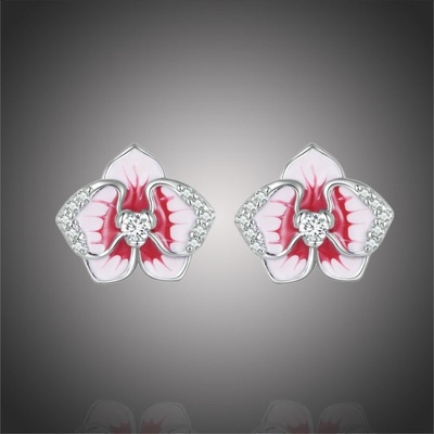 Grace Silver Jewellery stříbrné náušnice Motýlí orchidej E-BSE816/127 Růžová