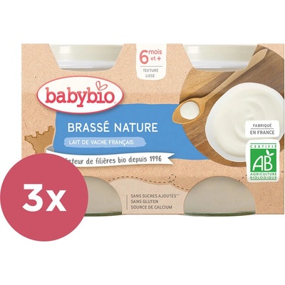Babybio Brassé z francúzskeho mlieka natur 3 x 2 x 130 g