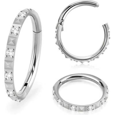 InfinityPierce Ocelový kroužek prokládaný krystaly SGSH44