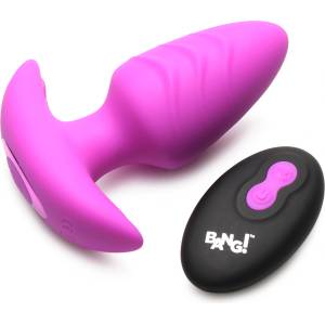 Bang! Rotating & Vibrating Silicone Butt Plug with Remote Purple