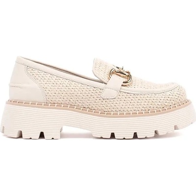Goodin Luxusní béžové dámské mokasíny na platformě