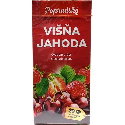 Popradský ovocný čaj Višňa a jahoda 20 nálevových vreciek