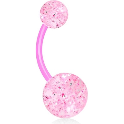 Šperky4U piercing do pupíku banánek se třpytkami BA01049-P