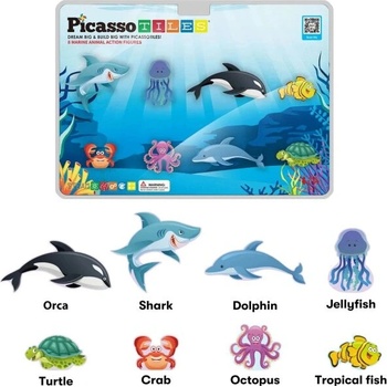 PicassoTiles - Zvířata z moře - magnetické figurky (8 ks)