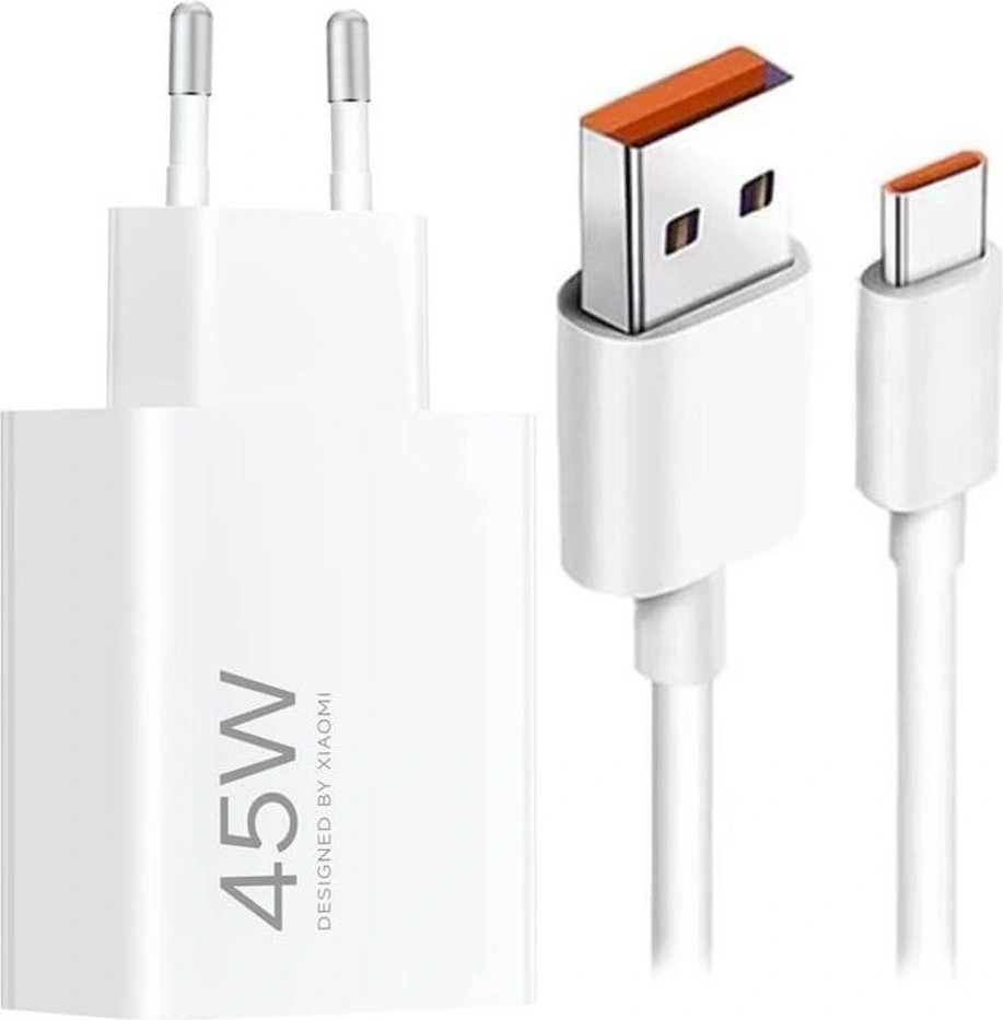 Xiaomi Оригинално Зарядно с Кабел, Xiaomi 45W USB-A Mi Turbo Charger, Бял (Bulk) (MDY-17-EF/k)