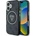 GUESS IML Metal Glitter 4G Circle Triangle MagSafe Case за iPhone 16 - черен (3666339430061)