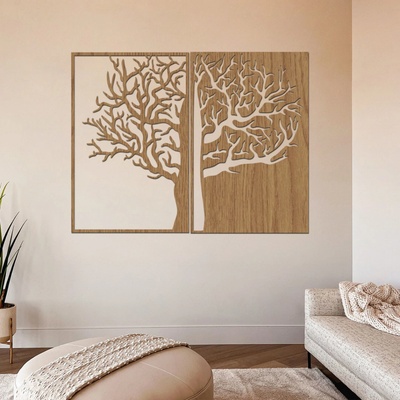 dřevo života Dřevěný strom na zeď DUALITY Zvolte barvu dekoru: Horský dub, Rozměry (cm): 40x30
