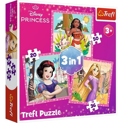 Пъзел Trefl 3 в 1 - Disney Princess, Чудни цветя, 20/36/50 части (34875 TR) (34875 TR)
