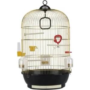 Ferplast - Cage Diva Black - Оборудвана клетка за канарчета, екзотични и други малки птици - размер Ø 40 x H 65 см