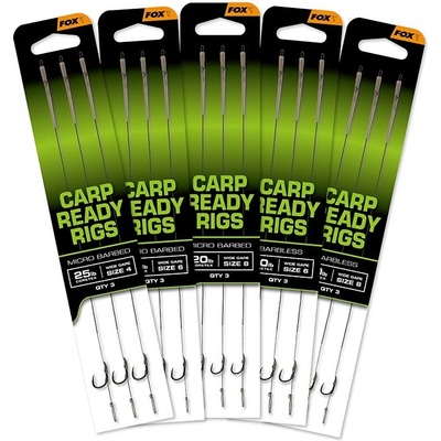 Fox Náväzce Carp Ready Rigs Wide Gape 3 ks 25 lb veľkosť háčika 4