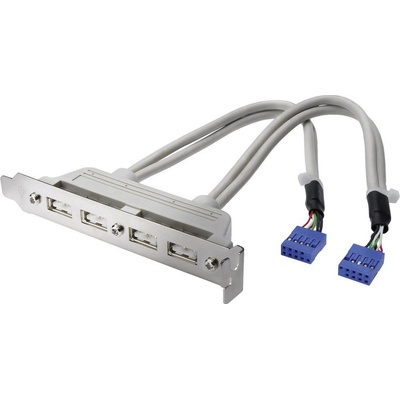 DIGITUS záslepka slotu s 4 USB portami / kábel 2x 10 Pin / 0.25m AK-300304-002-E