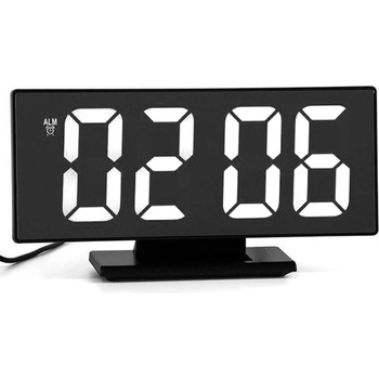 E-CLOCK DS326-3618L Elektronický LED budík, digitálne hodiny s LCD displejom, dátumom a teplotou, biela