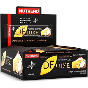 Nutrend Deluxe Протеинови барoве, торта с портокал и кокос, 12 броя, Nutrend