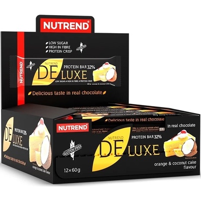 Nutrend Deluxe Протеинови барoве, торта с портокал и кокос, 12 броя, Nutrend