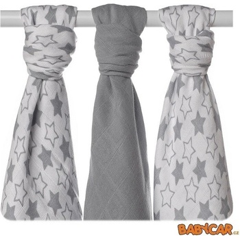 Kikko Bambusové pleny XKKO BMB 70 x 70 Little Stars Silver MIX 3 ks