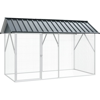 vidaXL Клетка за птици със съхранение Антрацит 227 x 112 x 141 см (4100924)