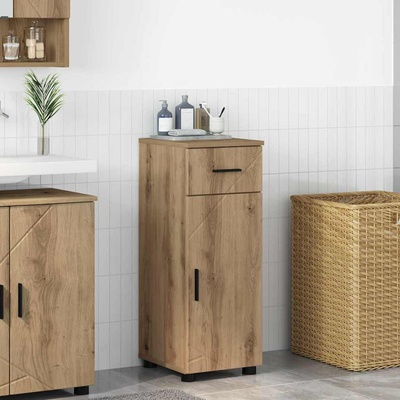 vidaXL Шкаф за баня Дъб 30 x 35 x 80 см Инженерно дърво & Метал (883333)