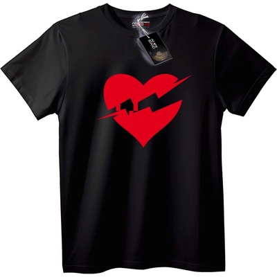 NOONEBRAND Тениска Сърце Мълния - 2XL, Black