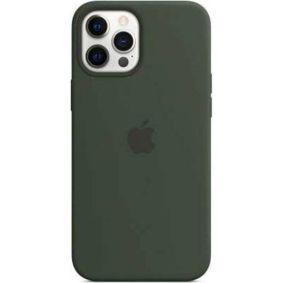 Apple iPhone Silicone Case with MagSafe - оригинален силиконов кейс за iPhone 12 Pro Max с MagSafe (тъмнозелен)