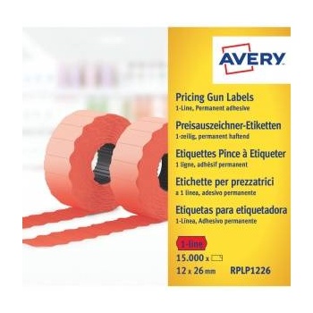 Avery Zweckform Avery Price labels in roll for single end tag holder; permanently; 1500 ethic. /roll; 10 rolls/pack; 12 x 26 mm, red