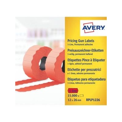 Avery Zweckform Avery Price labels in roll for single end tag holder; permanently; 1500 ethic. /roll; 10 rolls/pack; 12 x 26 mm, red